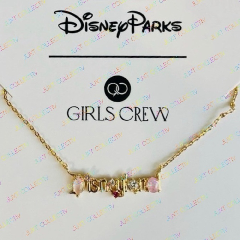Disney Parks x Girls Crew Disneyland Logo Cubic Zirconia Gold Necklace